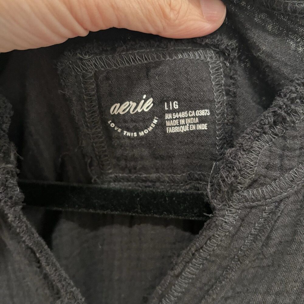 Aerie AE Oversized Pool To Party cover Up Gauzy Black shirt blouse top Large - Picture 4 of 10
